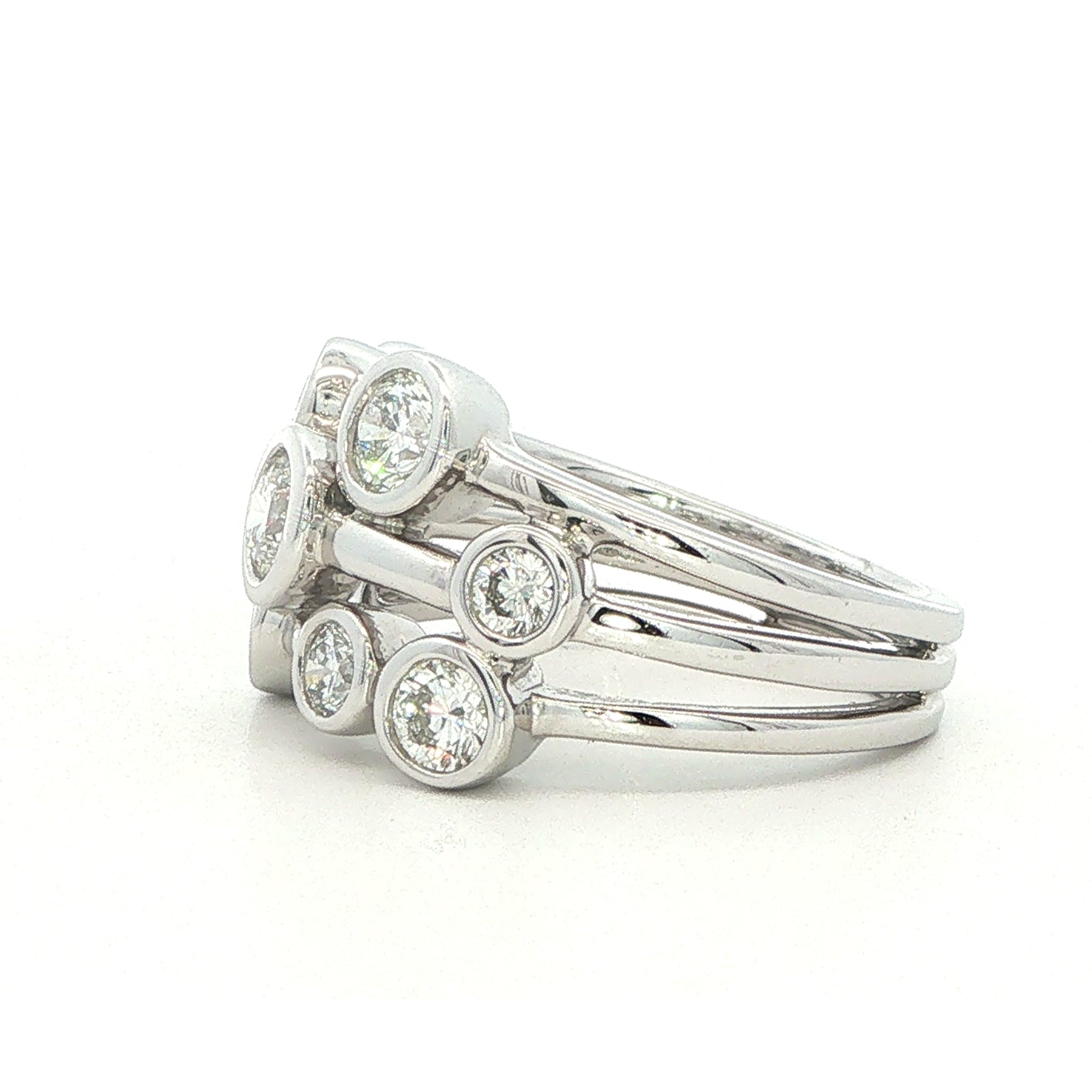 Platinum and Diamond 1.50 Carat Bubbles Ring