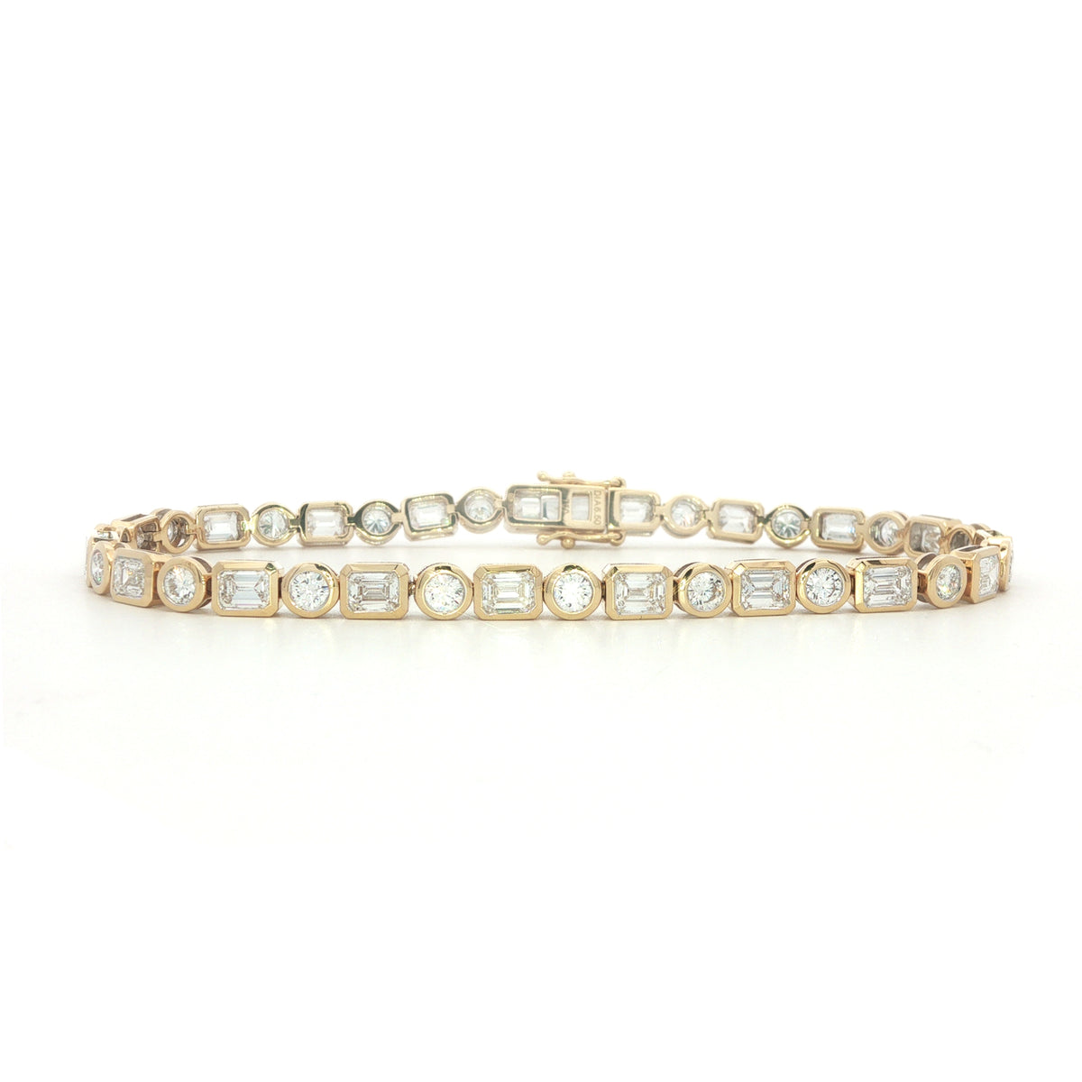 18 Carat Yellow Gold Rub Over Diamodn Line Bracelet 6.50 Carats