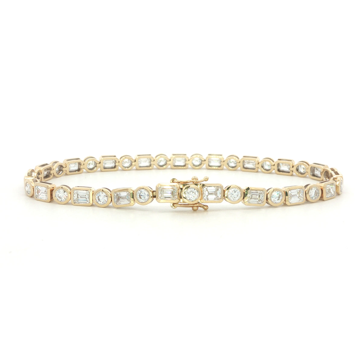 18 Carat Yellow Gold Rub Over Diamodn Line Bracelet 6.50 Carats