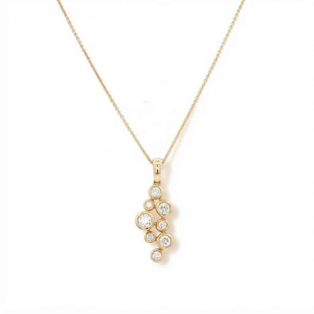 18 Carat Yellow Gold Bubbles Drop Pendant 0.65 Carats GVS