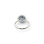 A modern 18 carat white gold Sapphire 2.64 Cts and diamond 0.42 Cts cluster ring.