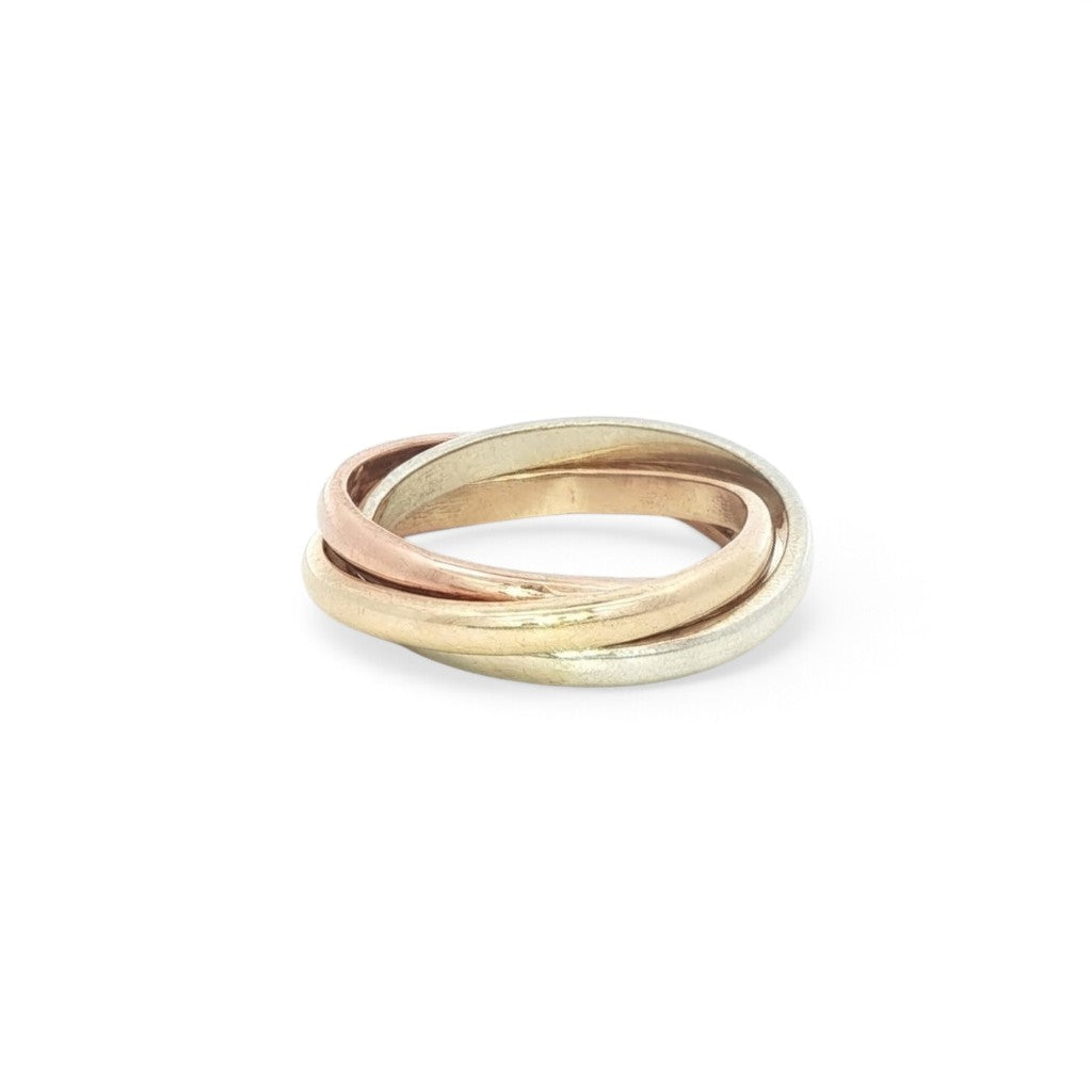 A Classic 9ct Tri-colour Band
