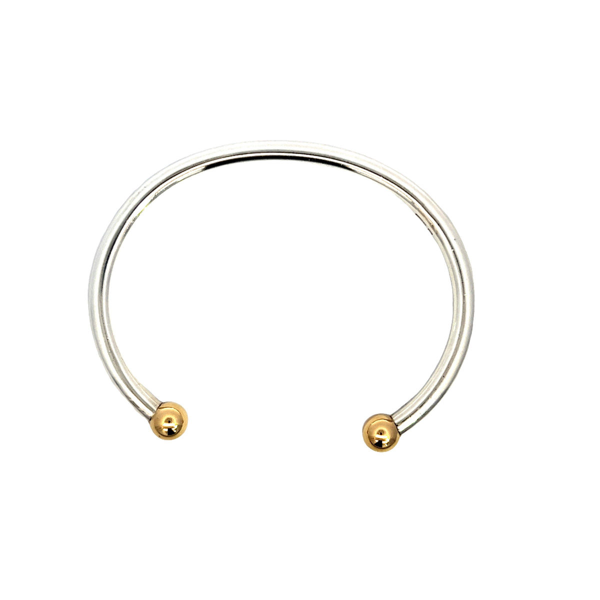 Solid Sterling Silver and 9 Carat Gold Gent's Torque Bangle