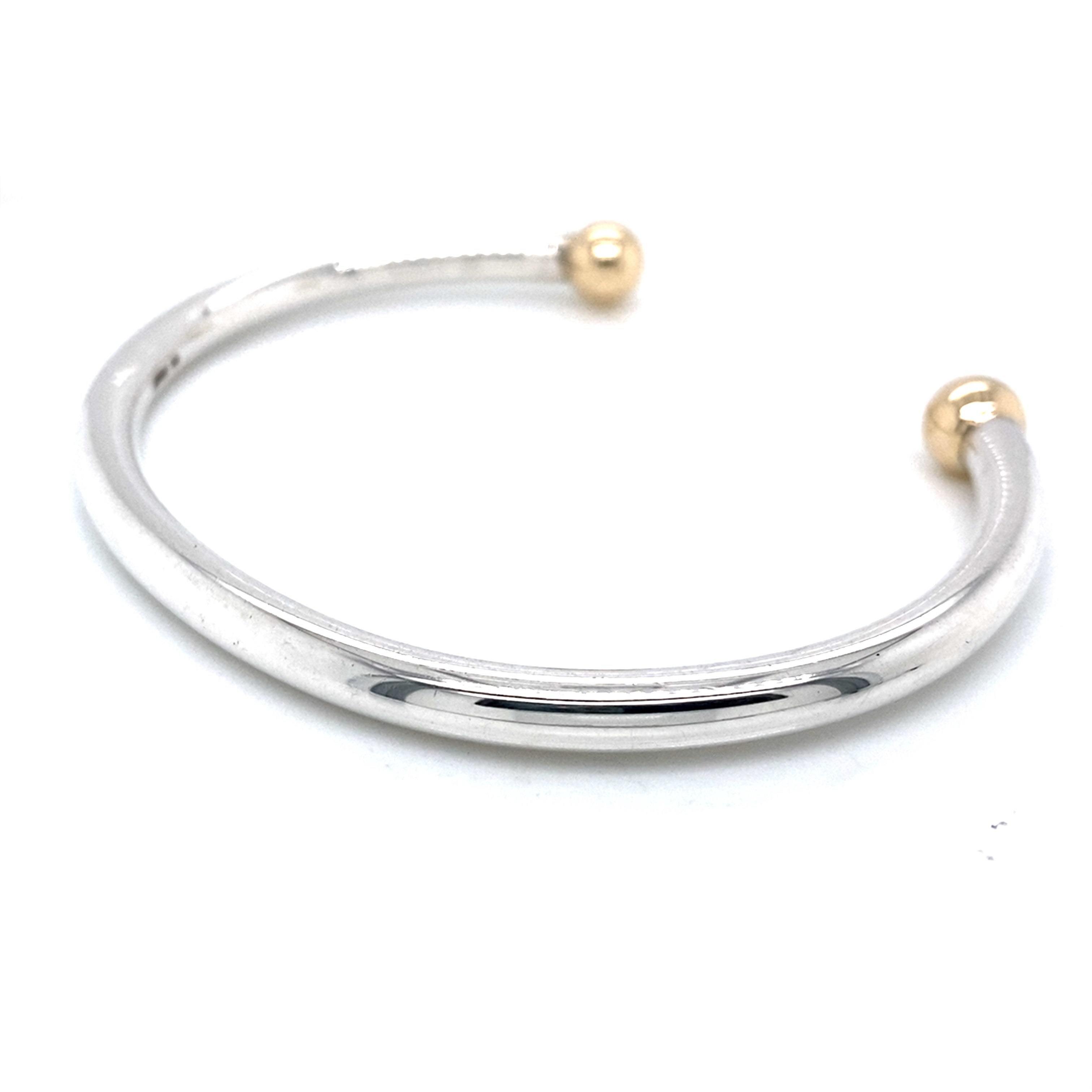 Solid Sterling Silver and 9 Carat Gold Gent's Torque Bangle
