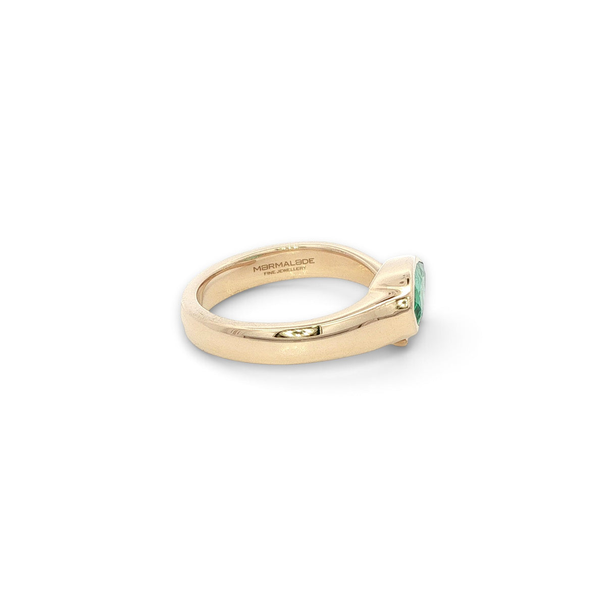 18 Carat Yellow Gold and Brazilian Emerald Pear Shape Cross Over Ring