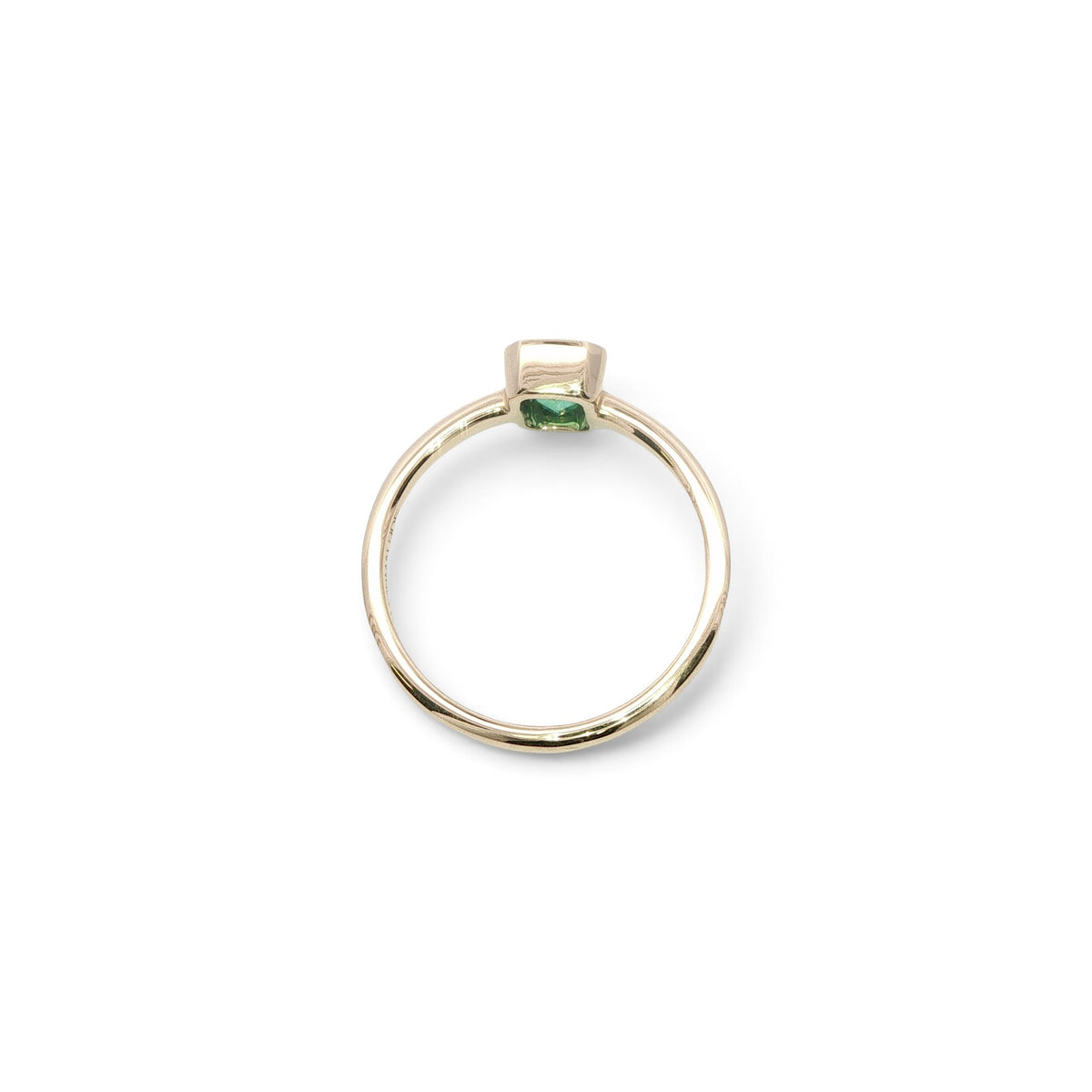 18 Carat Yellow Gold and Brazilian Emerald Cut Rub Over setting Emerald Ring 0.70 Cts