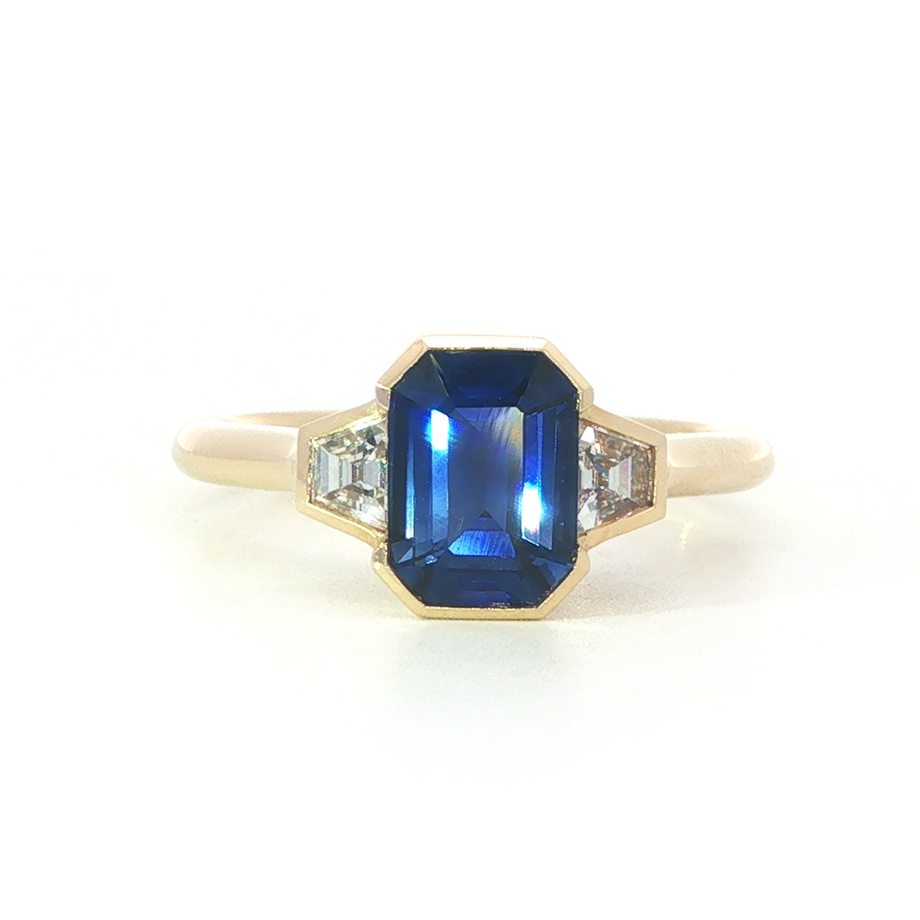 18 Carat Yellow Gold Sapphire and Diamond Trilogy Ring