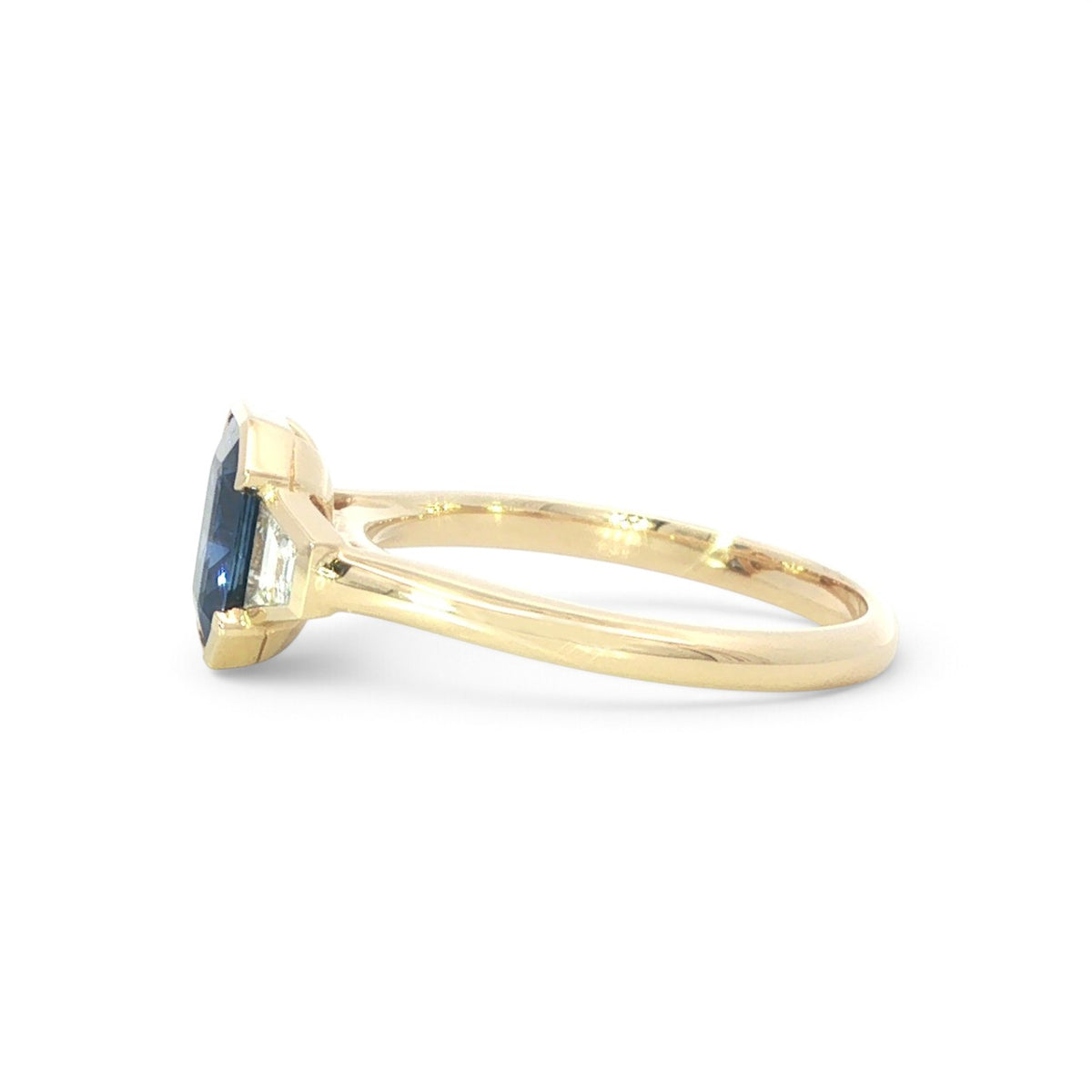 18 Carat Yellow Gold Sapphire and Diamond Trilogy Ring