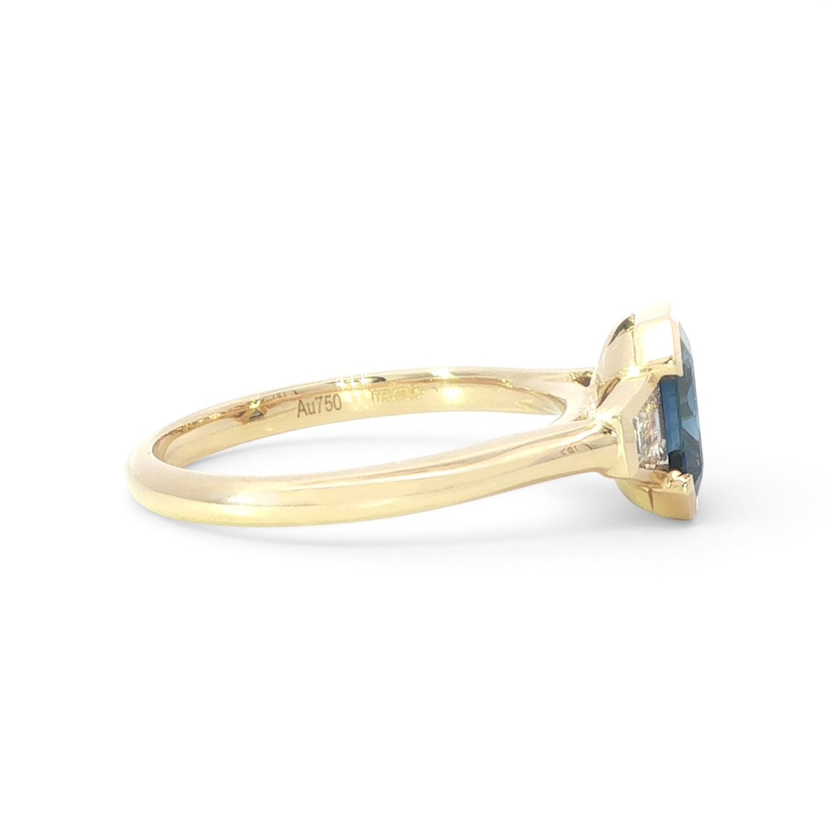 18 Carat Yellow Gold Sapphire and Diamond Trilogy Ring