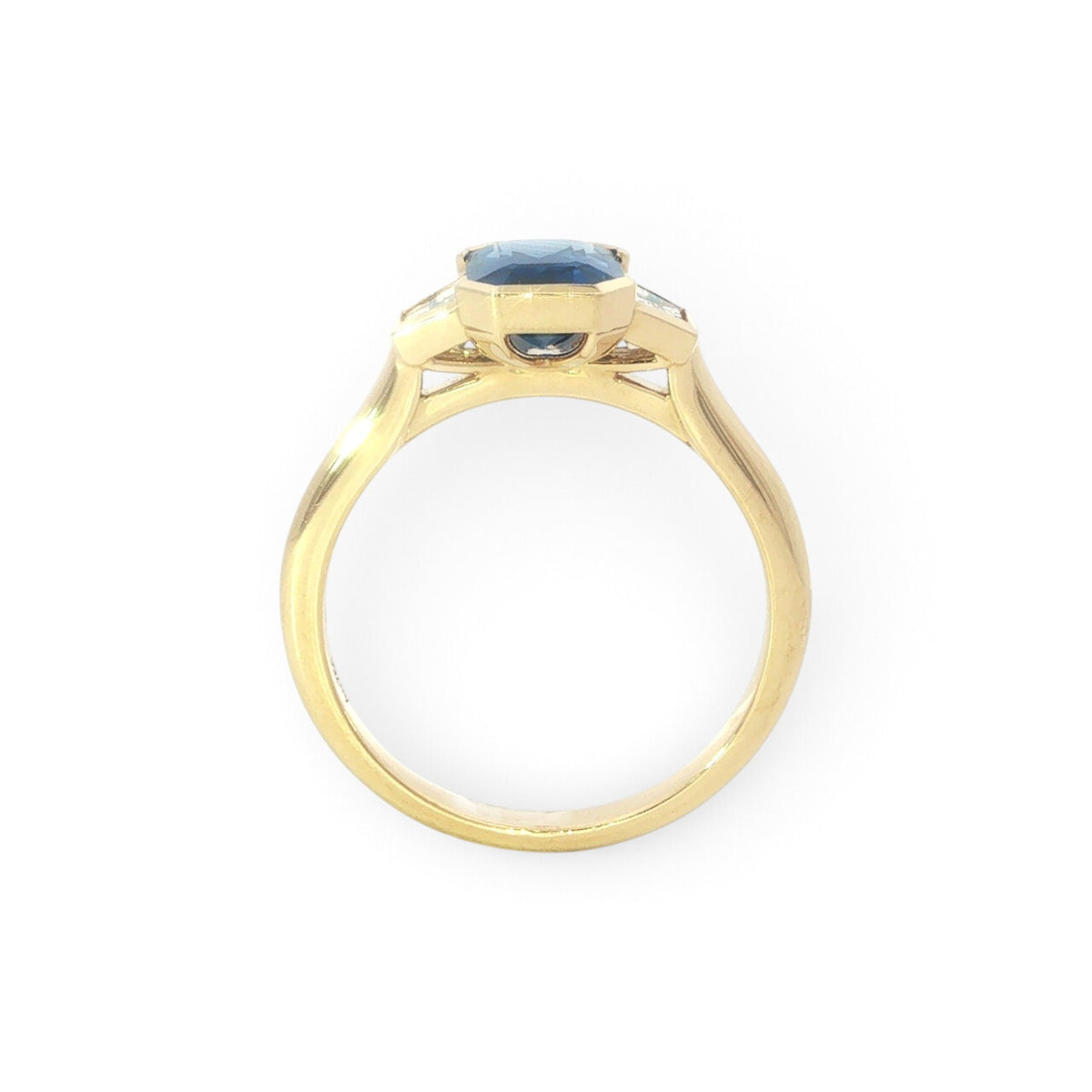 18 Carat Yellow Gold Sapphire and Diamond Trilogy Ring