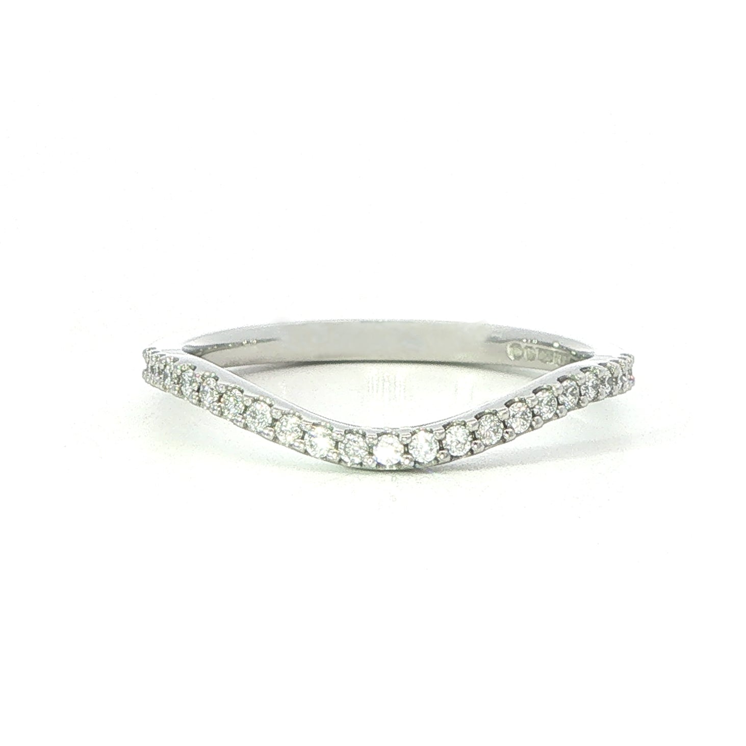 Platinum Claw Set Diamond Fitted Half Eternity Ring - 0.16 Carats
