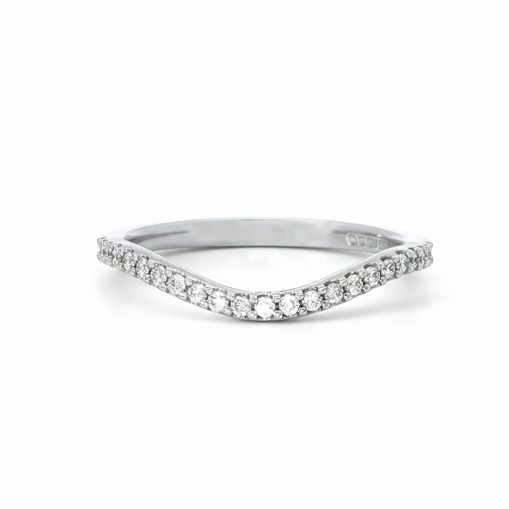 Platinum Claw Set Diamond Fitted Half Eternity Ring - 0.16 Carats