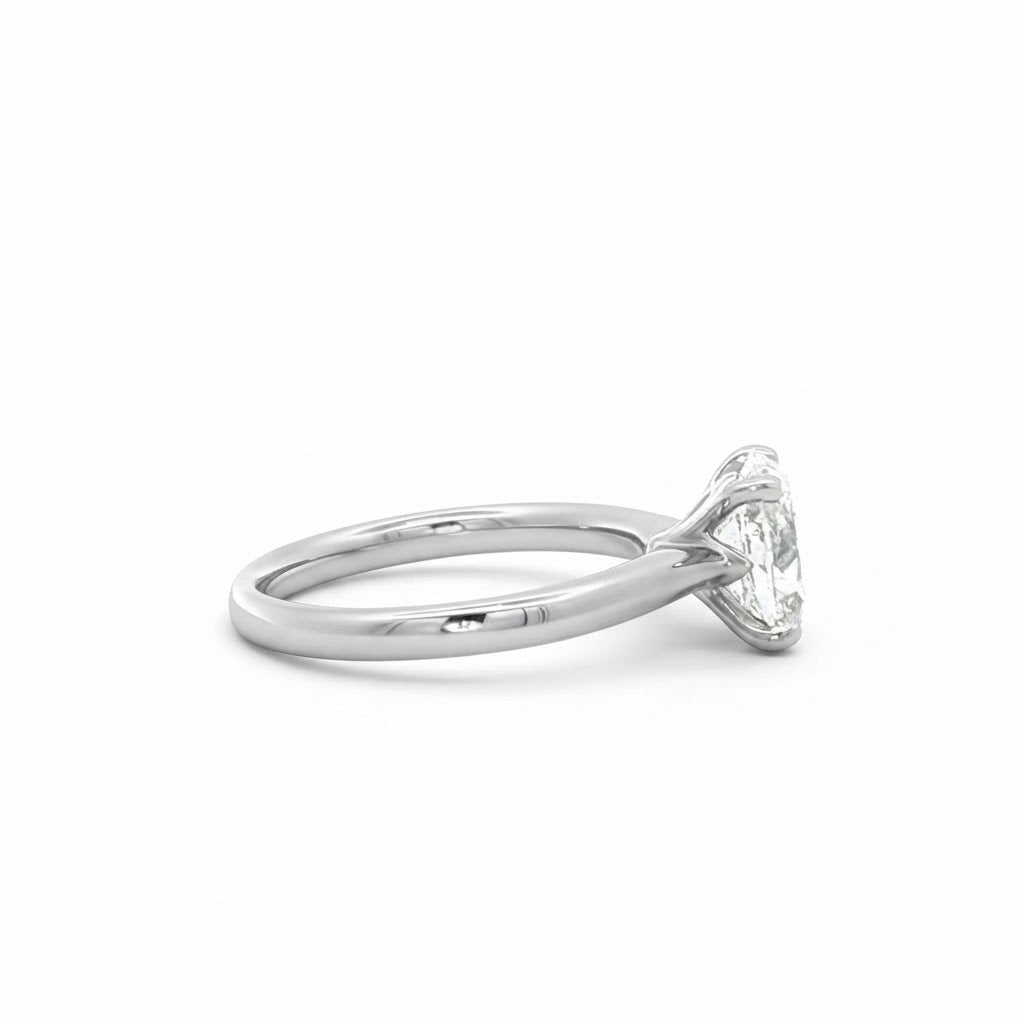 A  Platinum Single Stone Oval Engagement Ring 1.50 carats H Si2