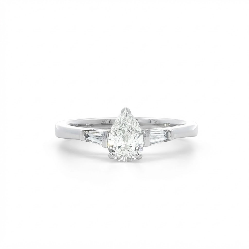 A  Platinum Three Stone Diamond Engagement Ring 0.75 TCW F VS2