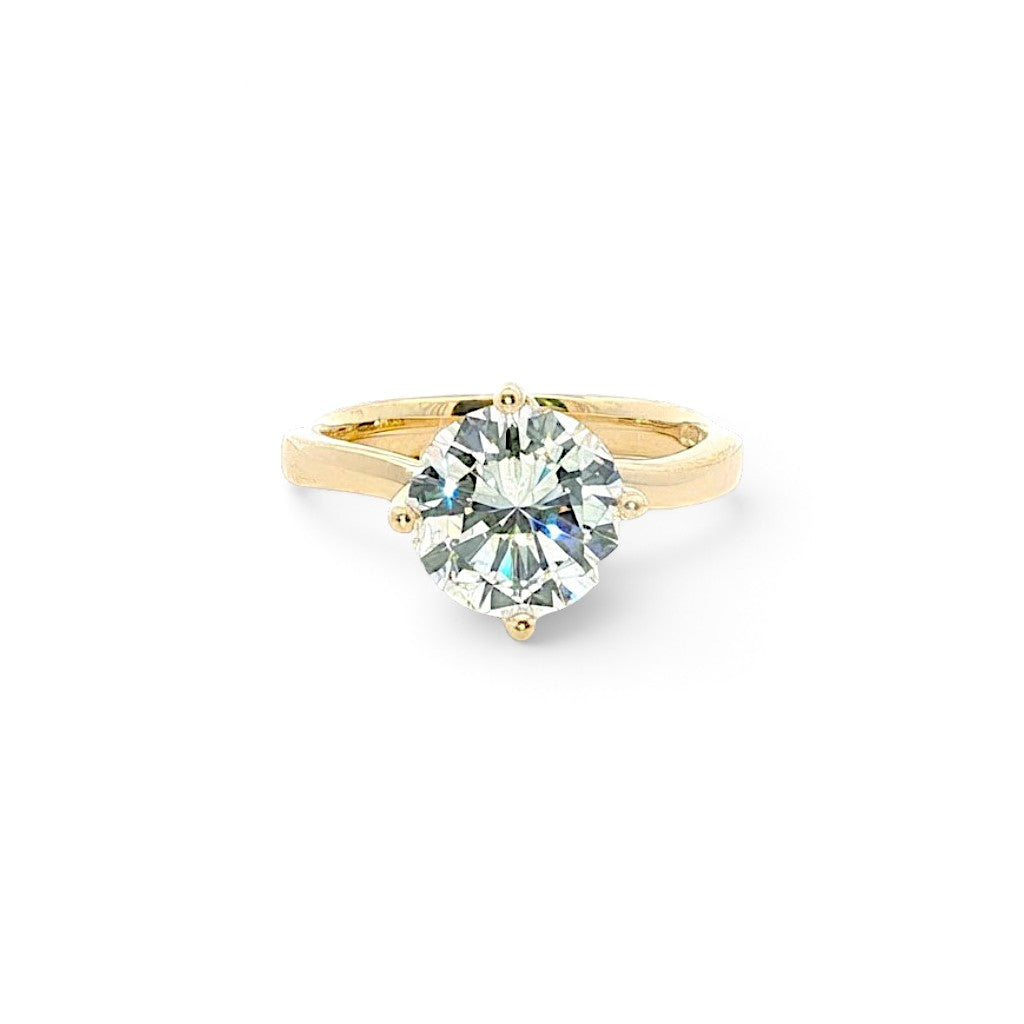 18 Carat Yellow Gold and Diamond Ivy Style Engagement Ring 2,24 Carats I Si1