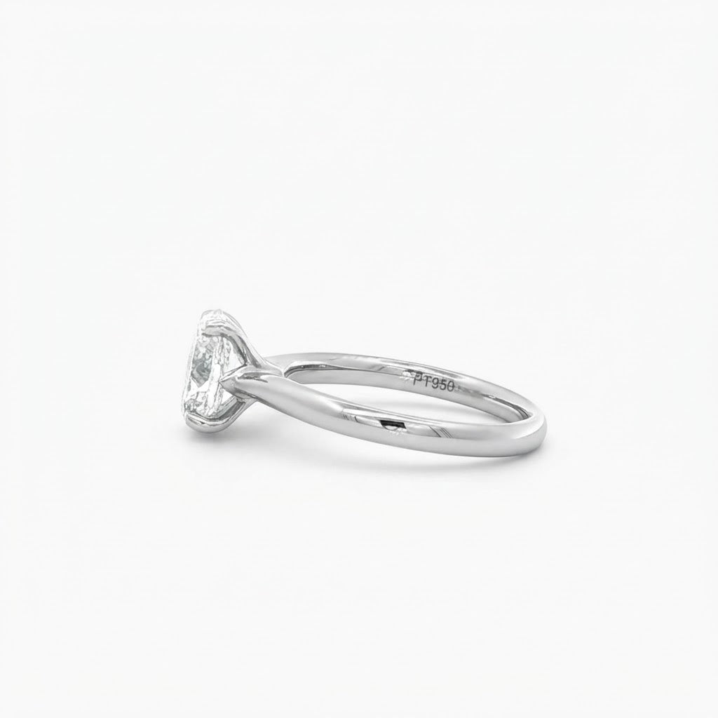 A  Platinum Single Stone Oval Engagement Ring 1.50 carats H Si2