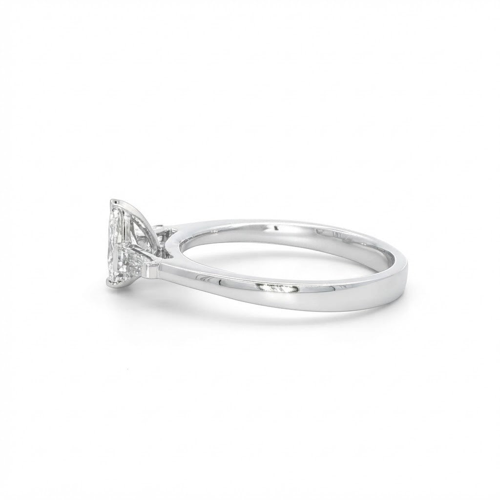 A  Platinum Three Stone Diamond Engagement Ring 0.75 TCW F VS2