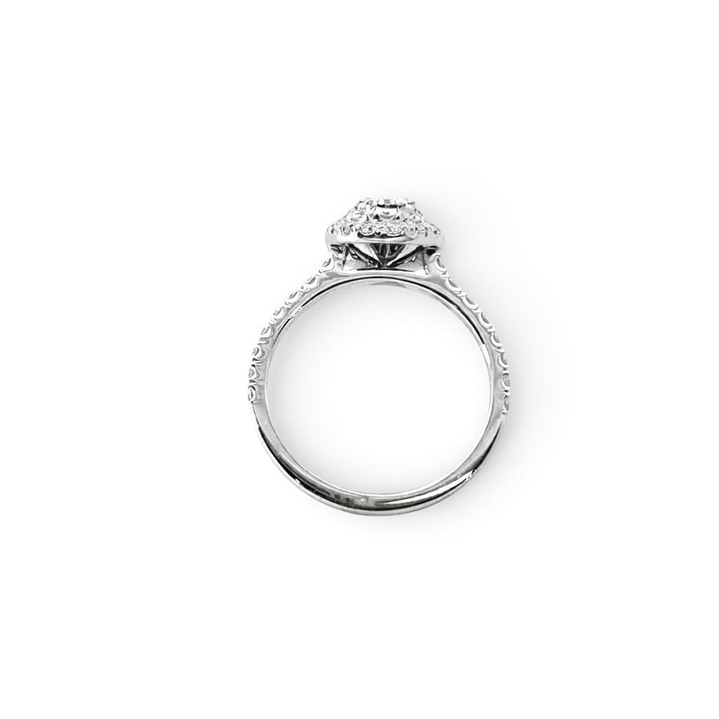 Platinum Oval Diamond Double Halo Ring 0.50 D Si1