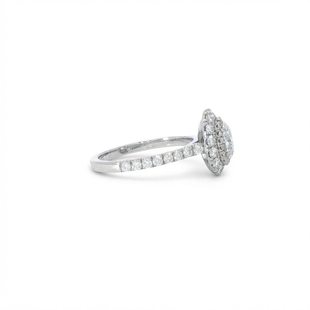 Platinum Oval Diamond Double Halo Ring 0.50 D Si1