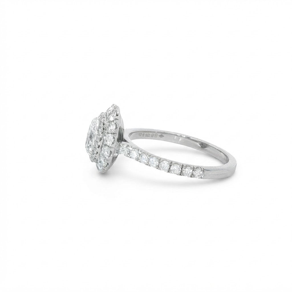 Platinum Oval Diamond Double Halo Ring 0.50 D Si1