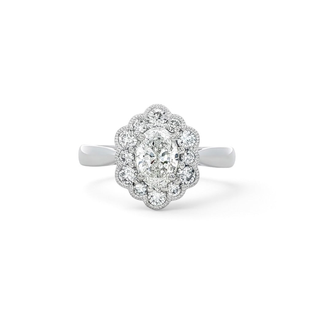 Platinum Vintage Style Diamond Engagement Ring 0.60 F VVS2