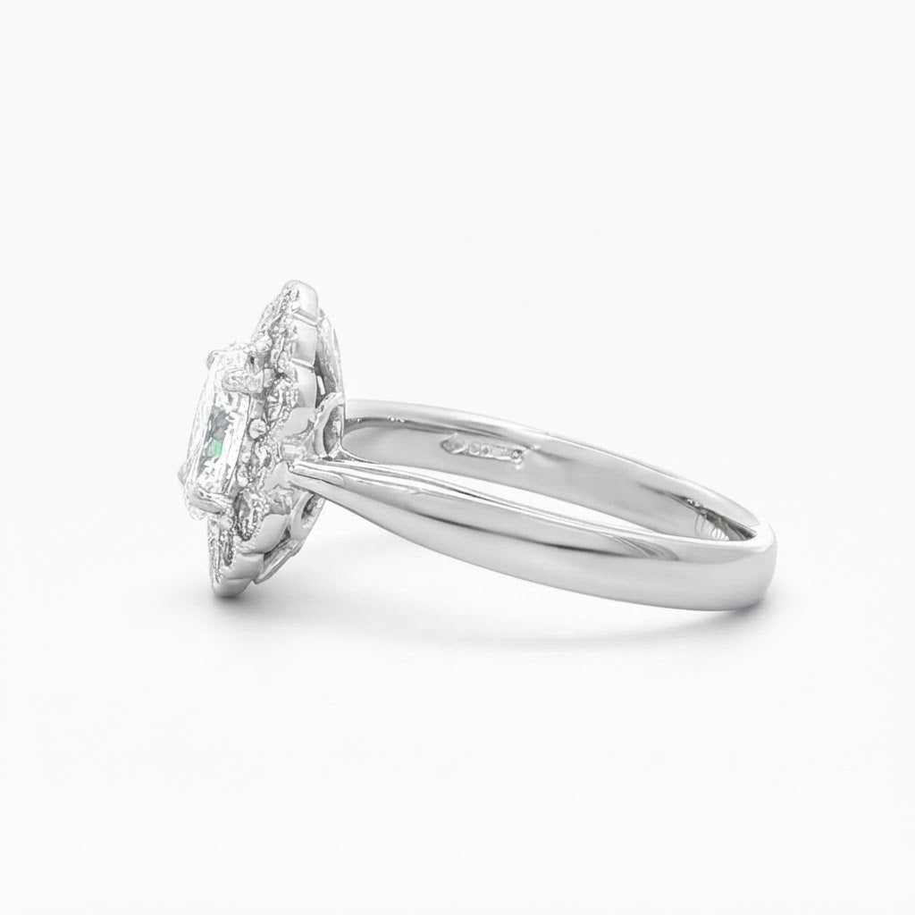 Platinum Vintage Style Diamond Engagement Ring 0.60 F VVS2