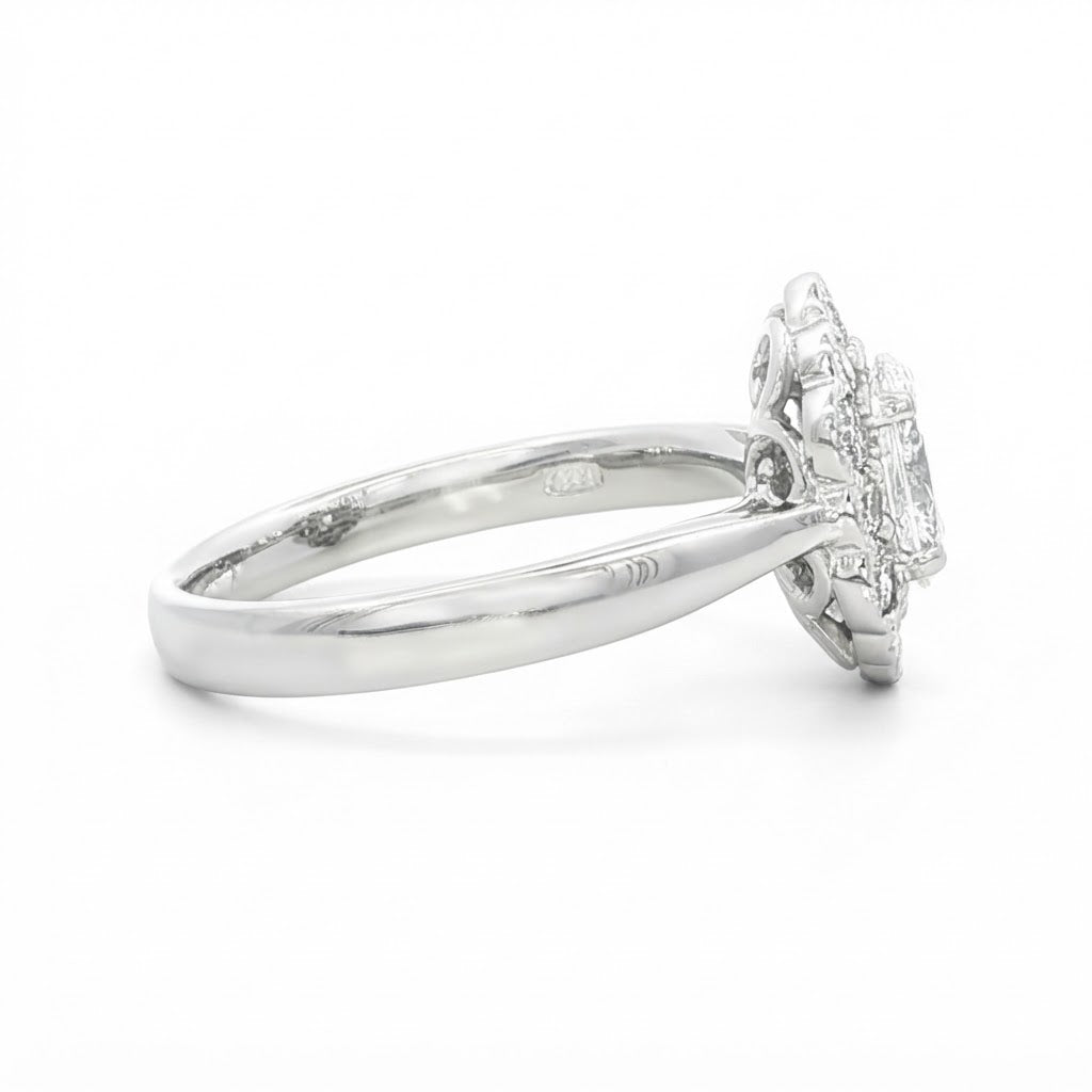 Platinum Vintage Style Diamond Engagement Ring 0.60 F VVS2