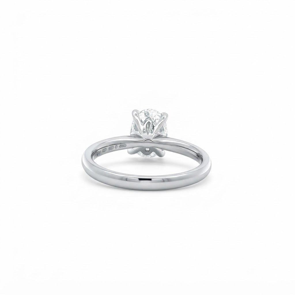A  Platinum Single Stone Oval Engagement Ring 1.50 carats H Si2