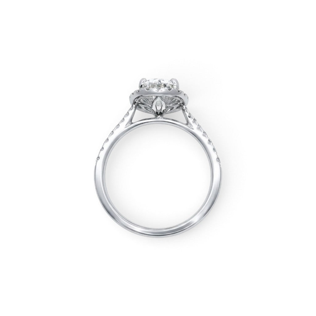 A  Platinum Halo Oval Diamond Engagement Ring 2.00 carats H Si2