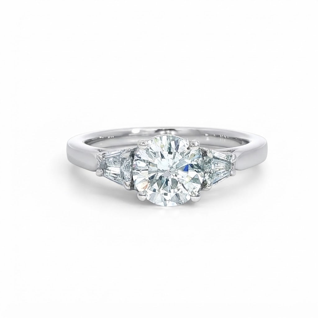 A  Platinum Three Stone Diamond Engagement Ring 1.33 TCW