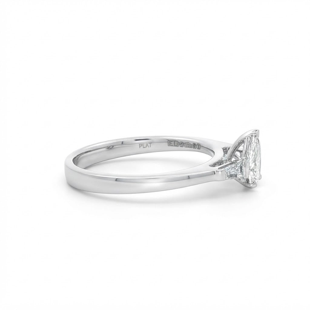 A  Platinum Three Stone Diamond Engagement Ring 0.75 TCW F VS2
