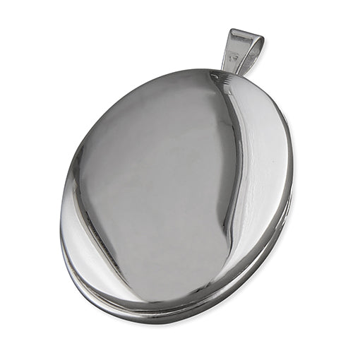 Sterling silver oval locket polished front satin back
