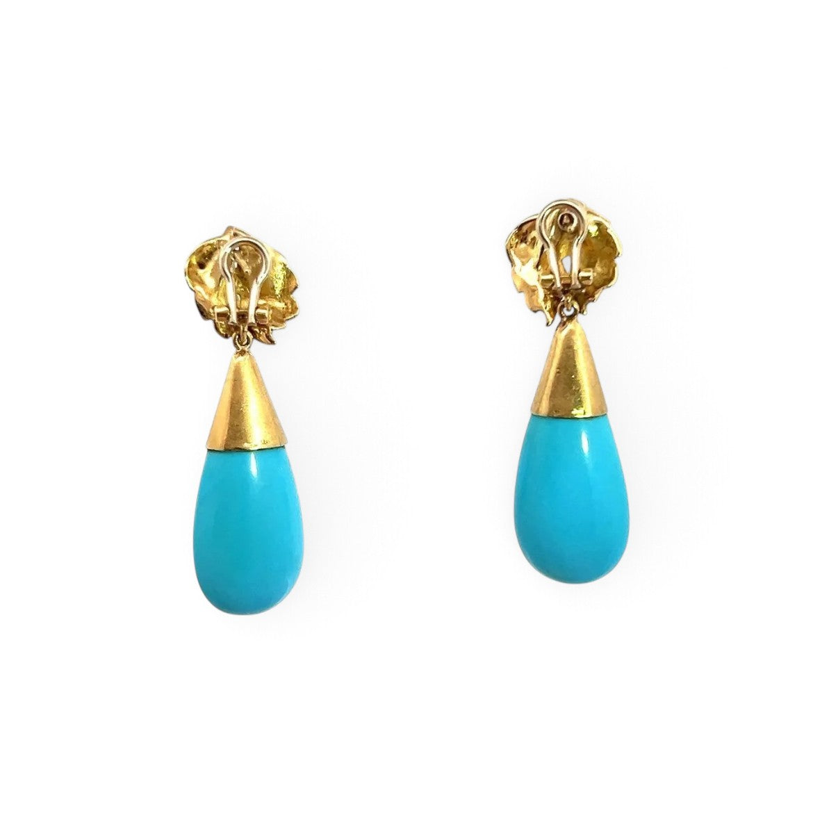 Vintage Gold Drop Turquoise Earrings