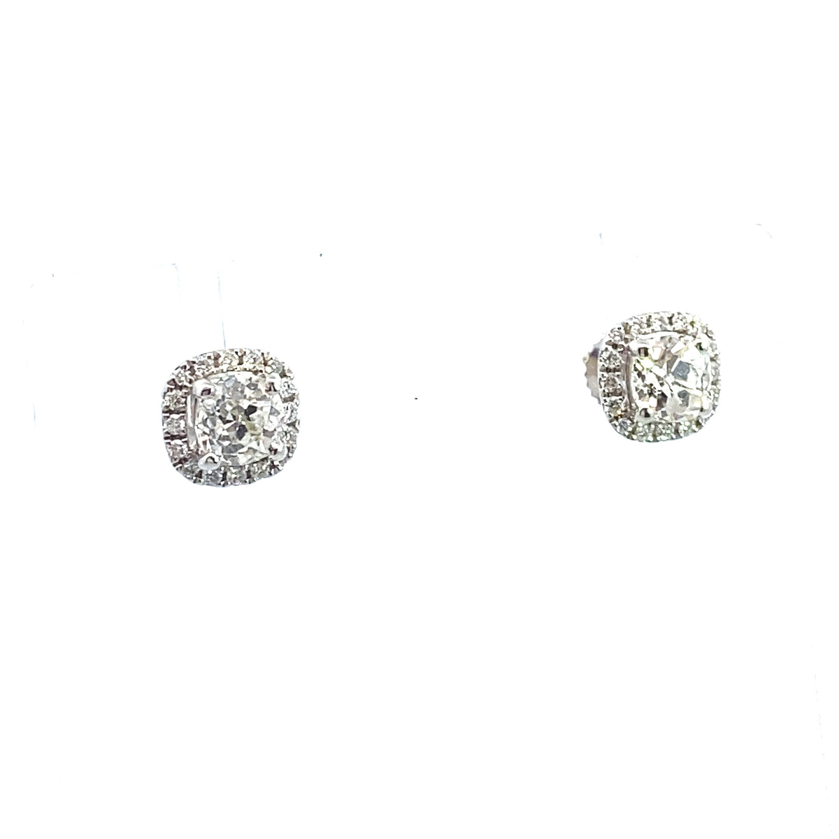 18 Carat White Gold Old Cut Diamond Earrings