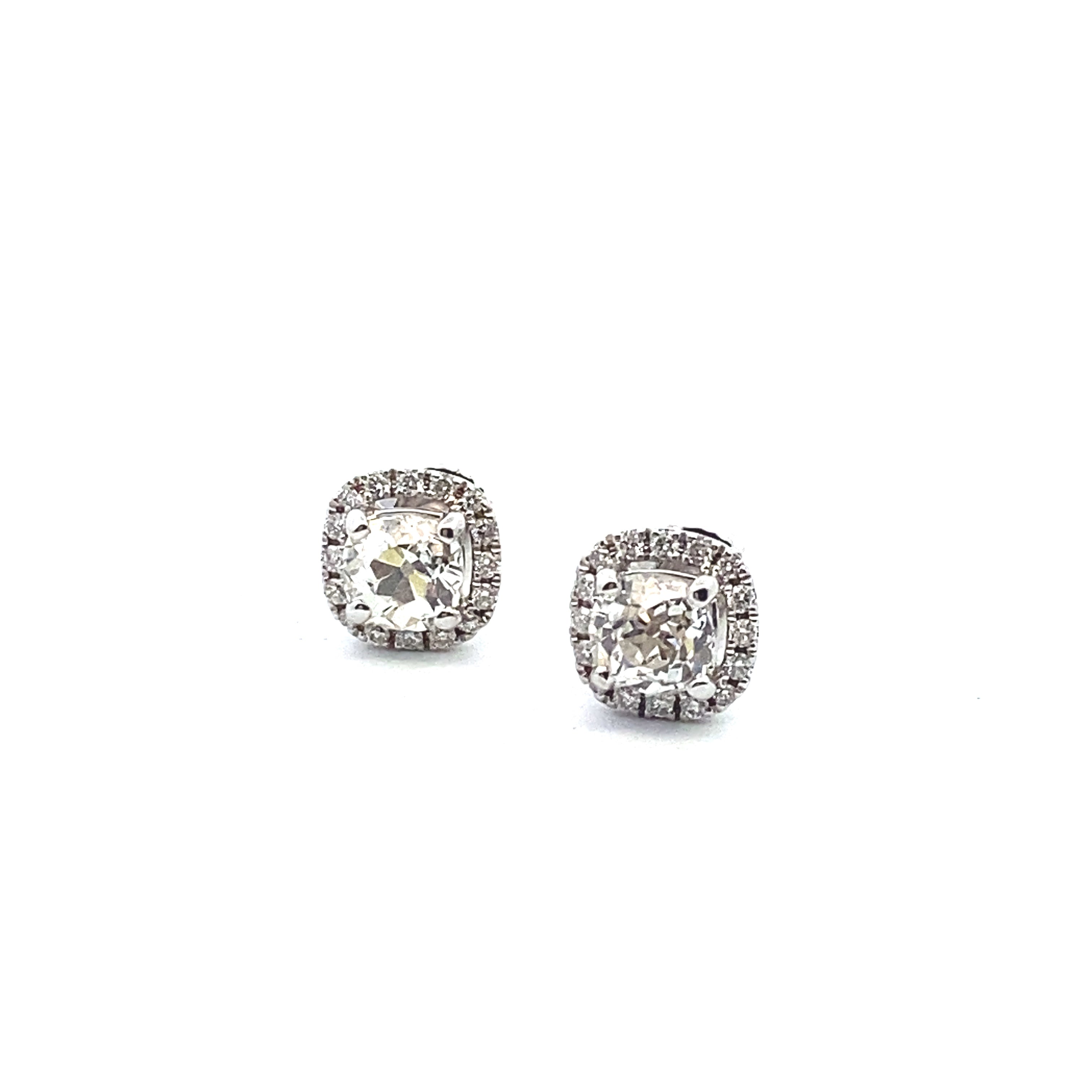 18 Carat White Gold Old Cut Diamond Earrings