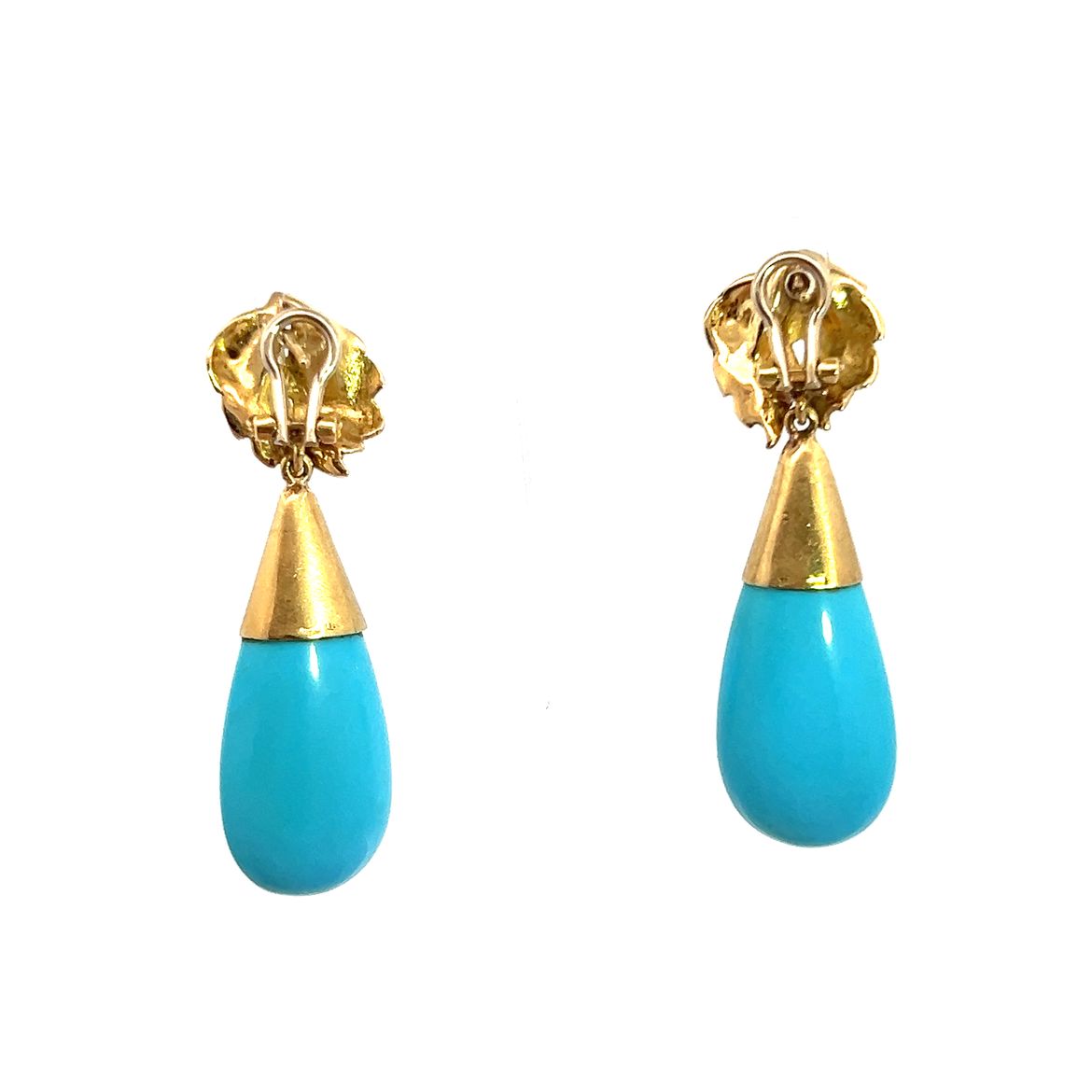 Vintage Gold Drop Turquoise Earrings