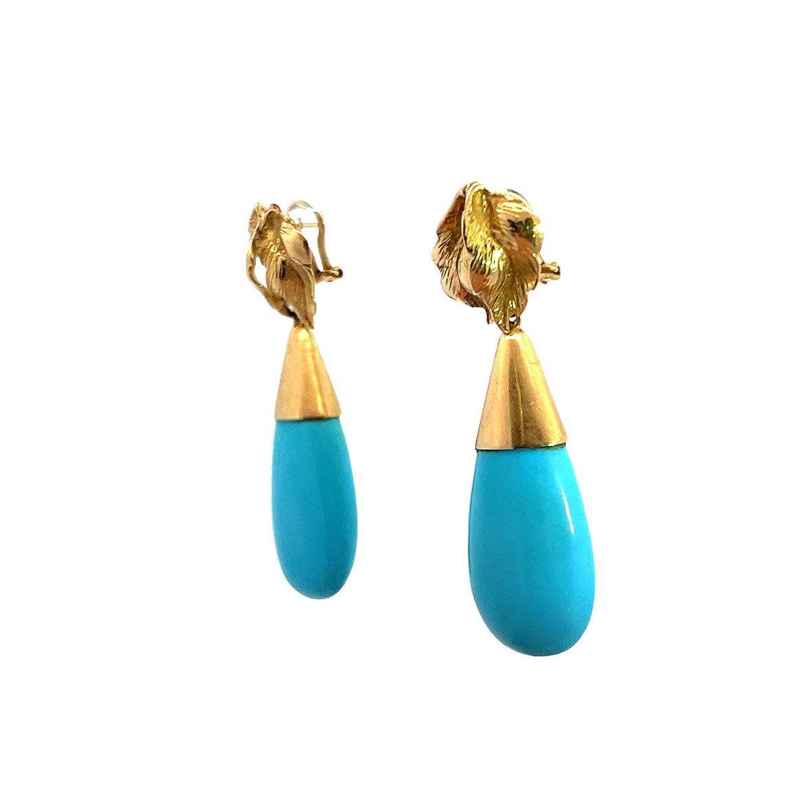 Vintage Gold Drop Turquoise Earrings