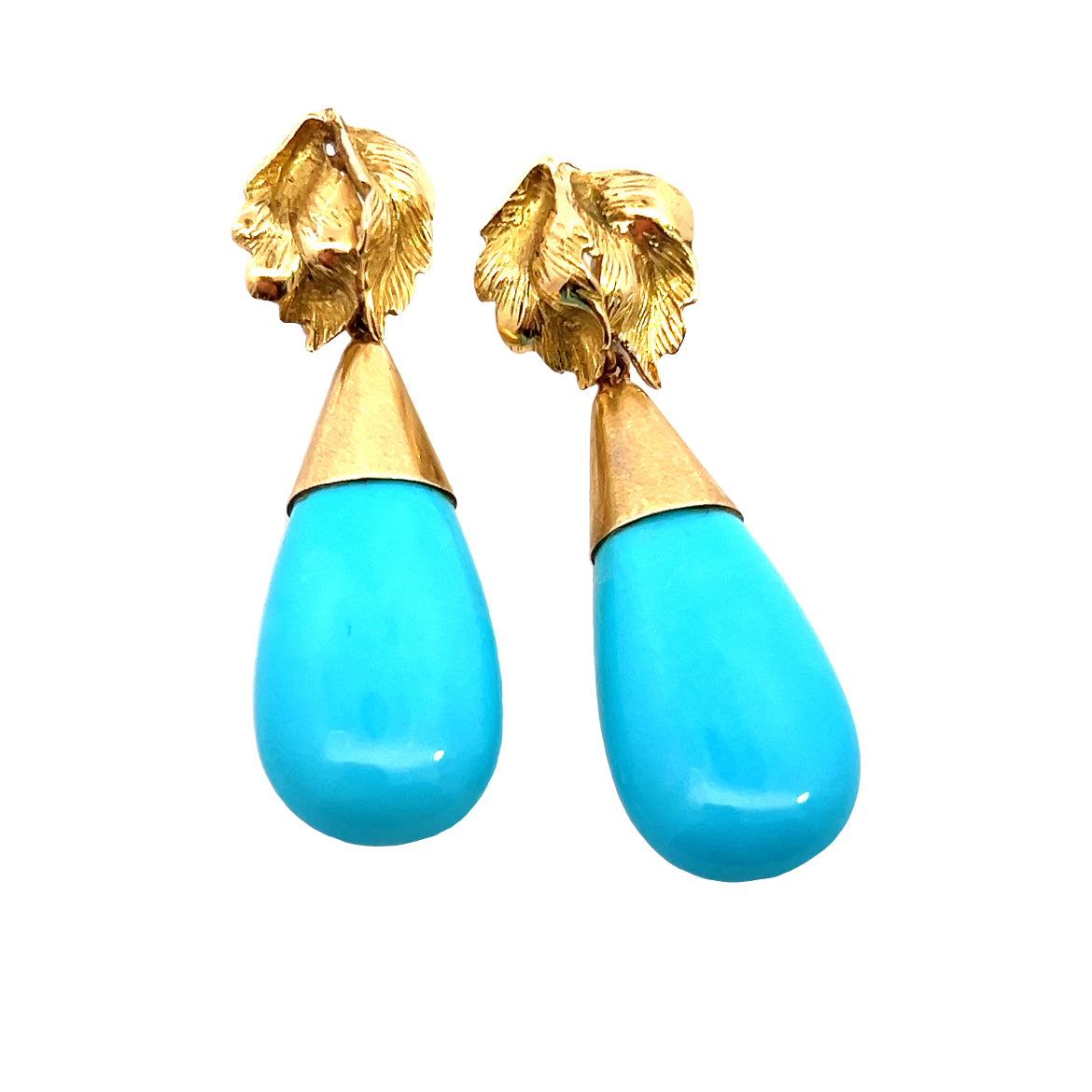 Vintage Gold Drop Turquoise Earrings