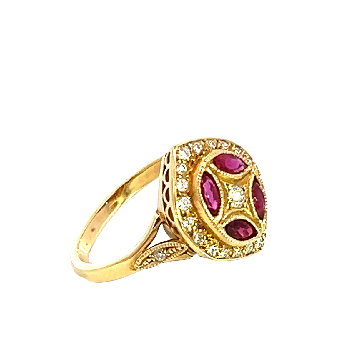 18ct Yellow Gold Ruby and Diamond Ring