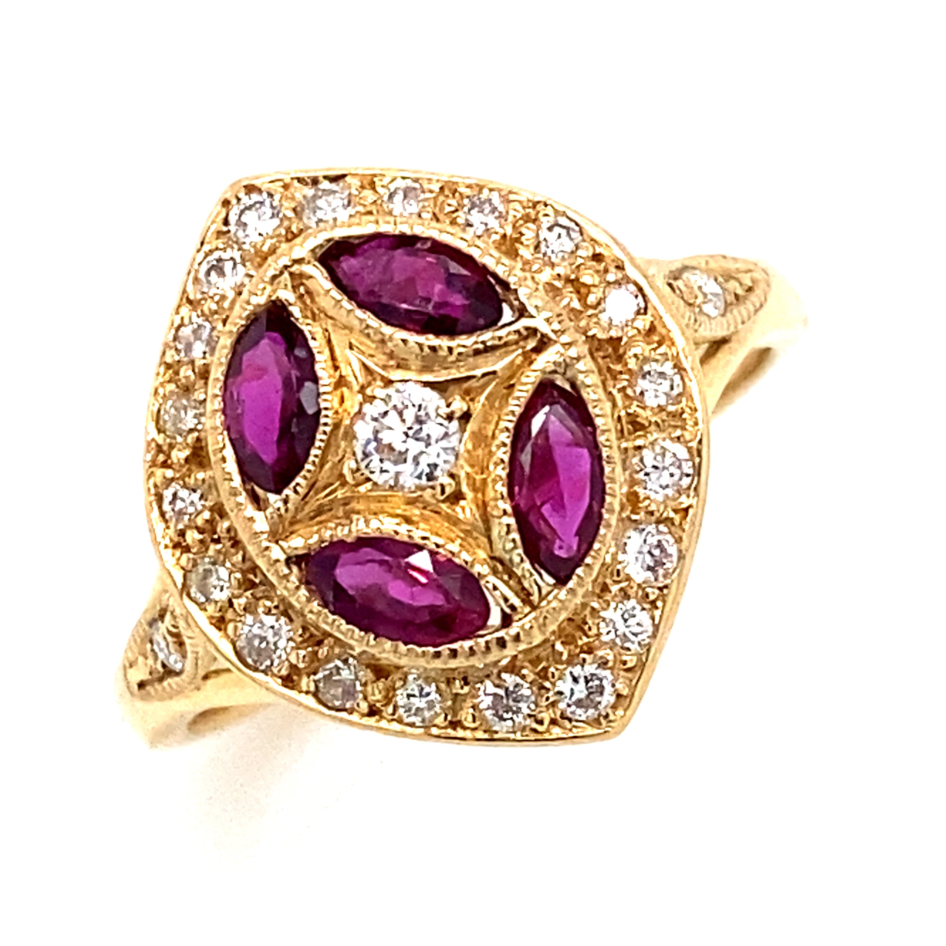 18ct Yellow Gold Ruby and Diamond Ring