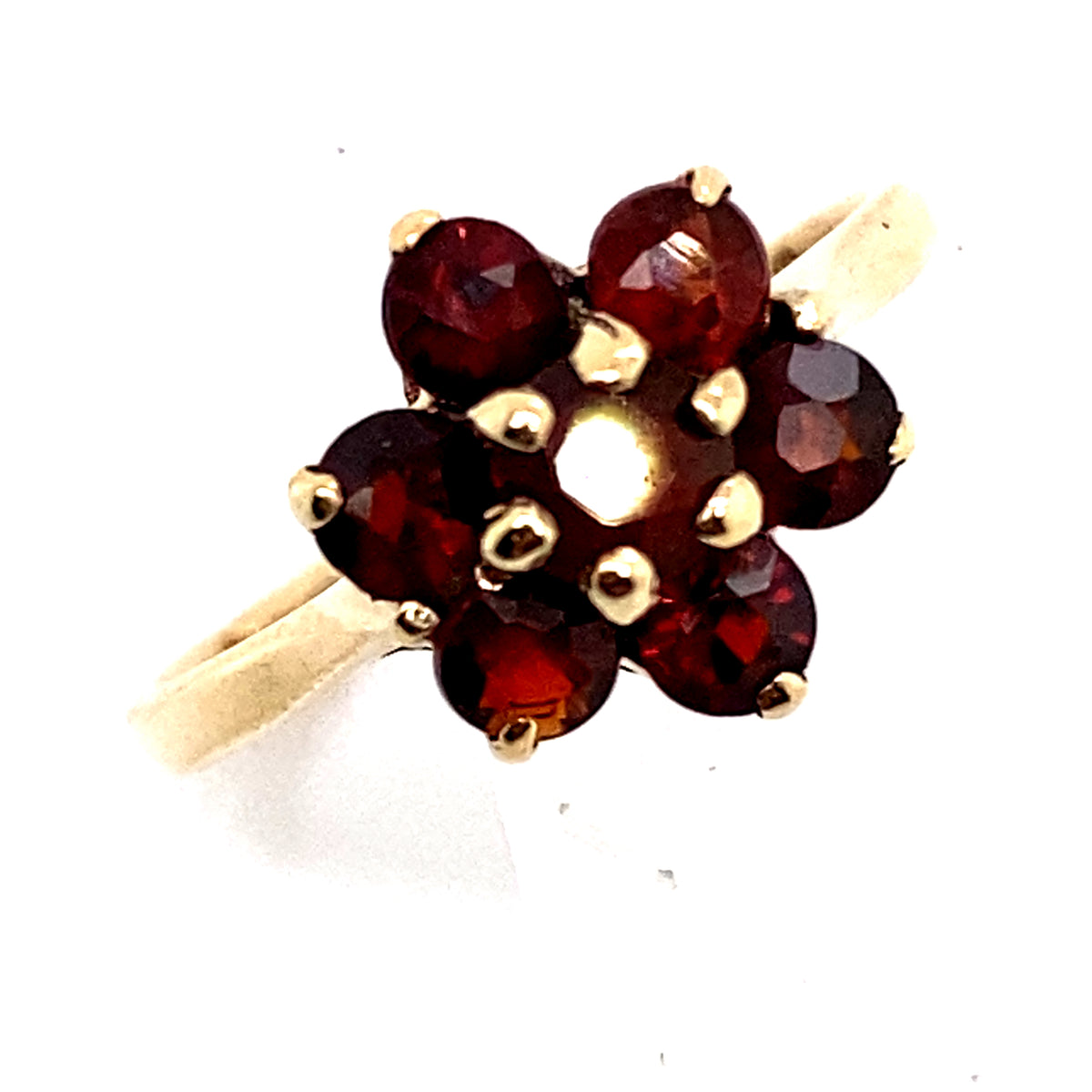 9 Carat Yellow Gold Seven Stone Garnet Cluster