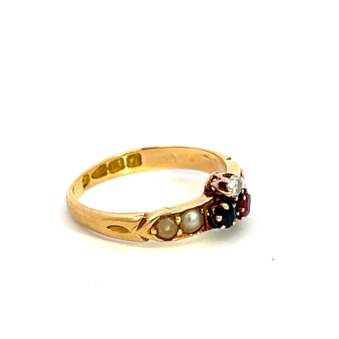Victorian Diamond  Pearl  Ruby and Garnet Ring