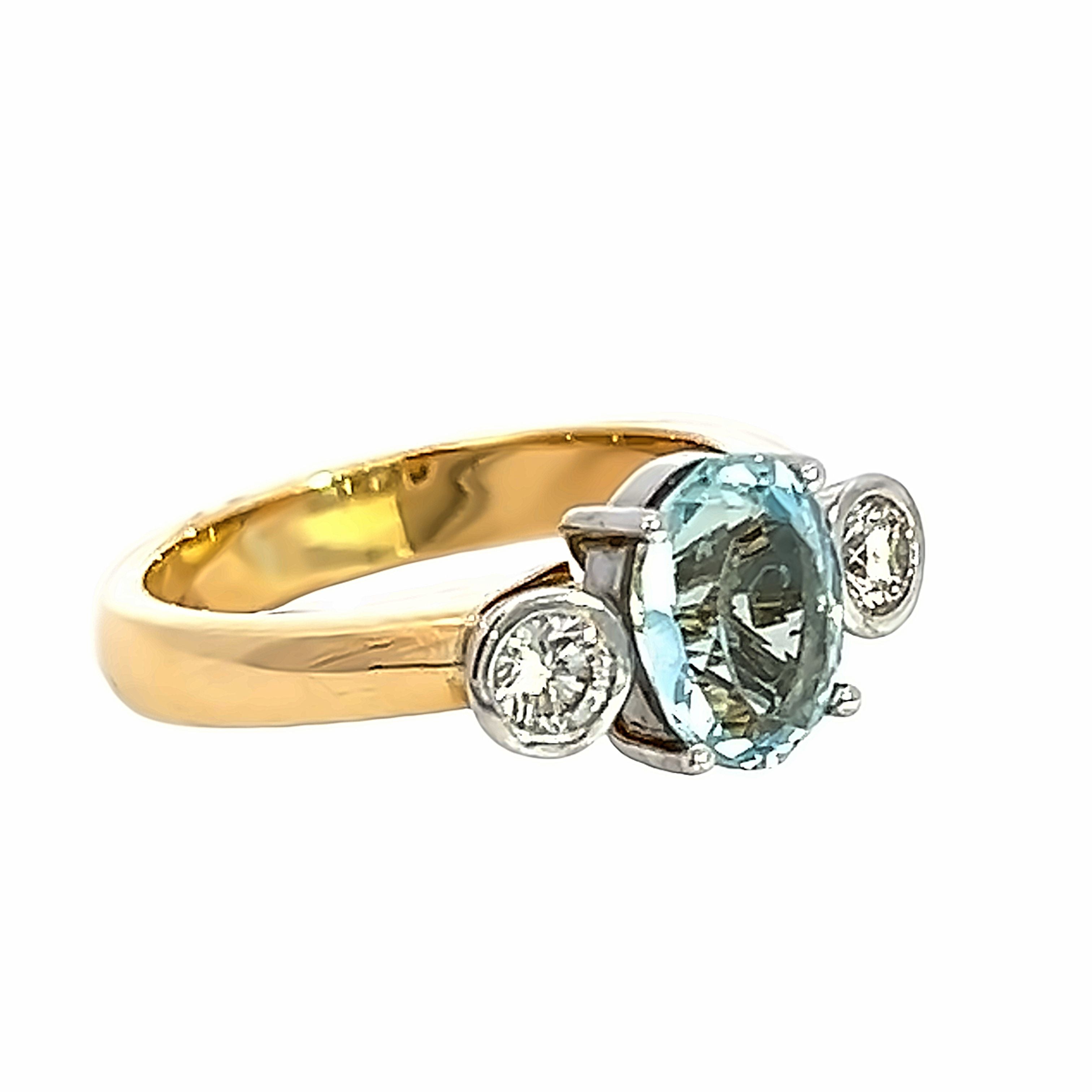 A Modern Aquamarine and Diamond Ring