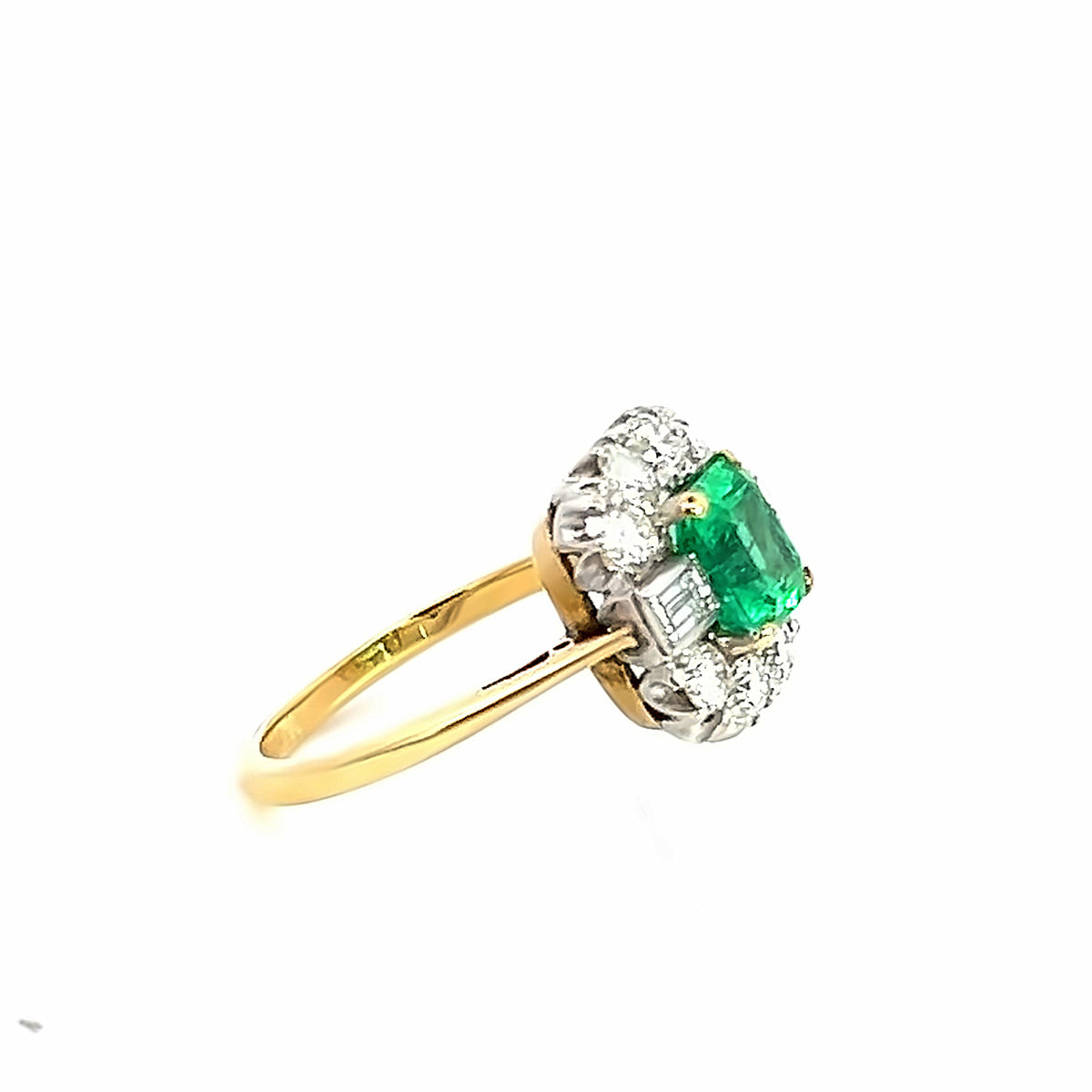 18ct Yellow Gold Emerald and Diamond ring