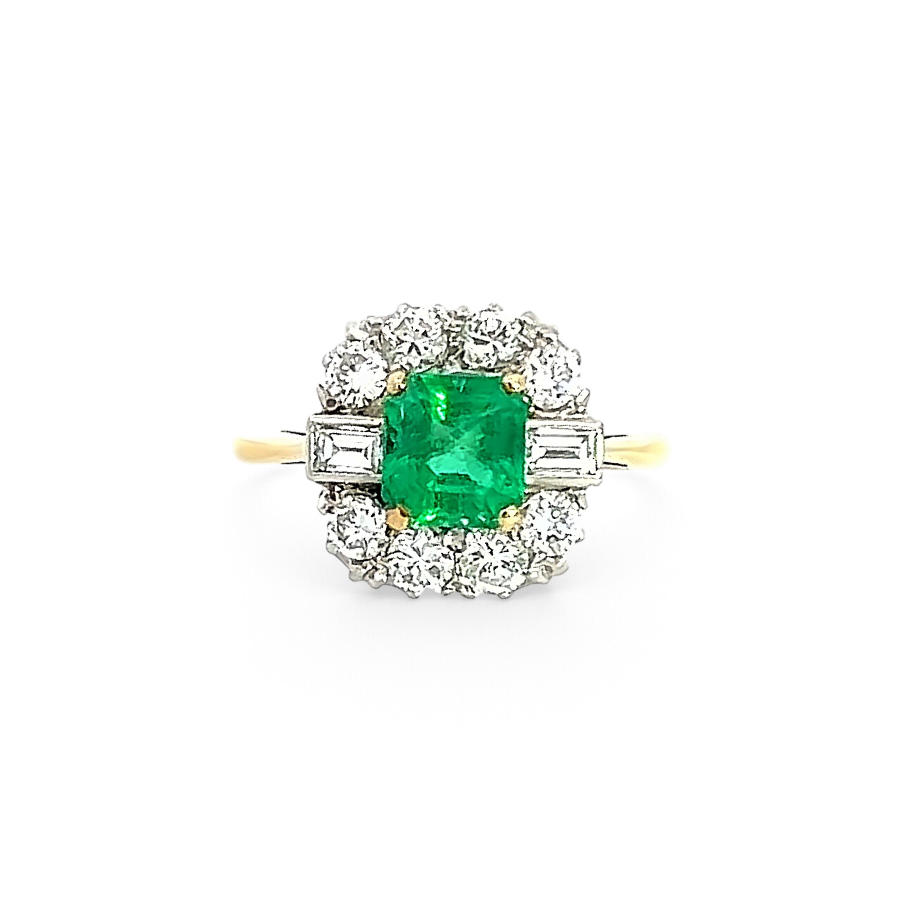 18ct Yellow Gold Emerald and Diamond ring
