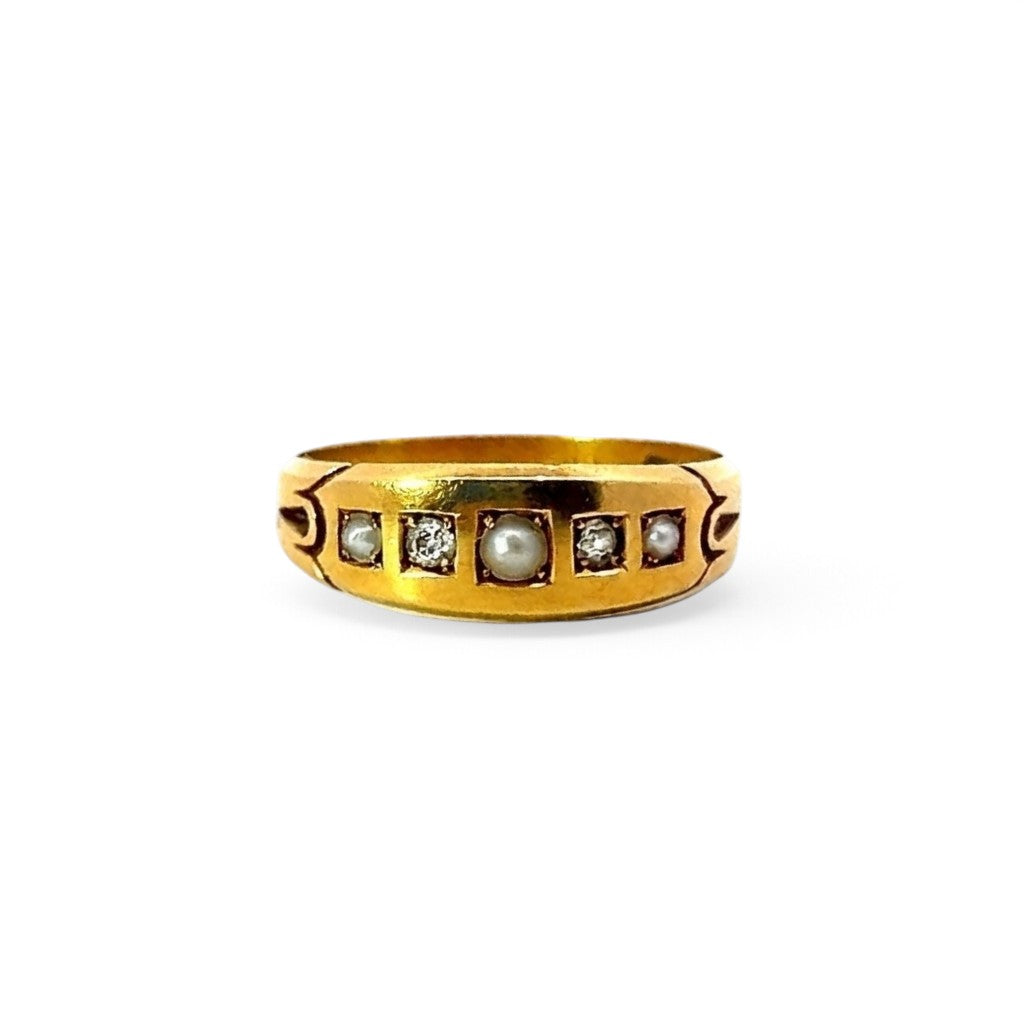 A Late 1800's Pearl and Diamond Ring