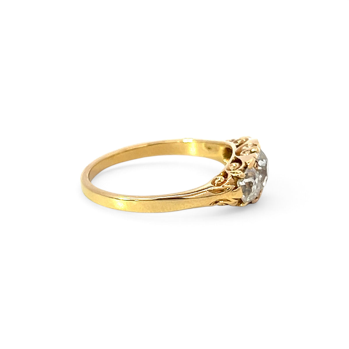 A Beautiful Victorian Carved Gold and Diamond Ring