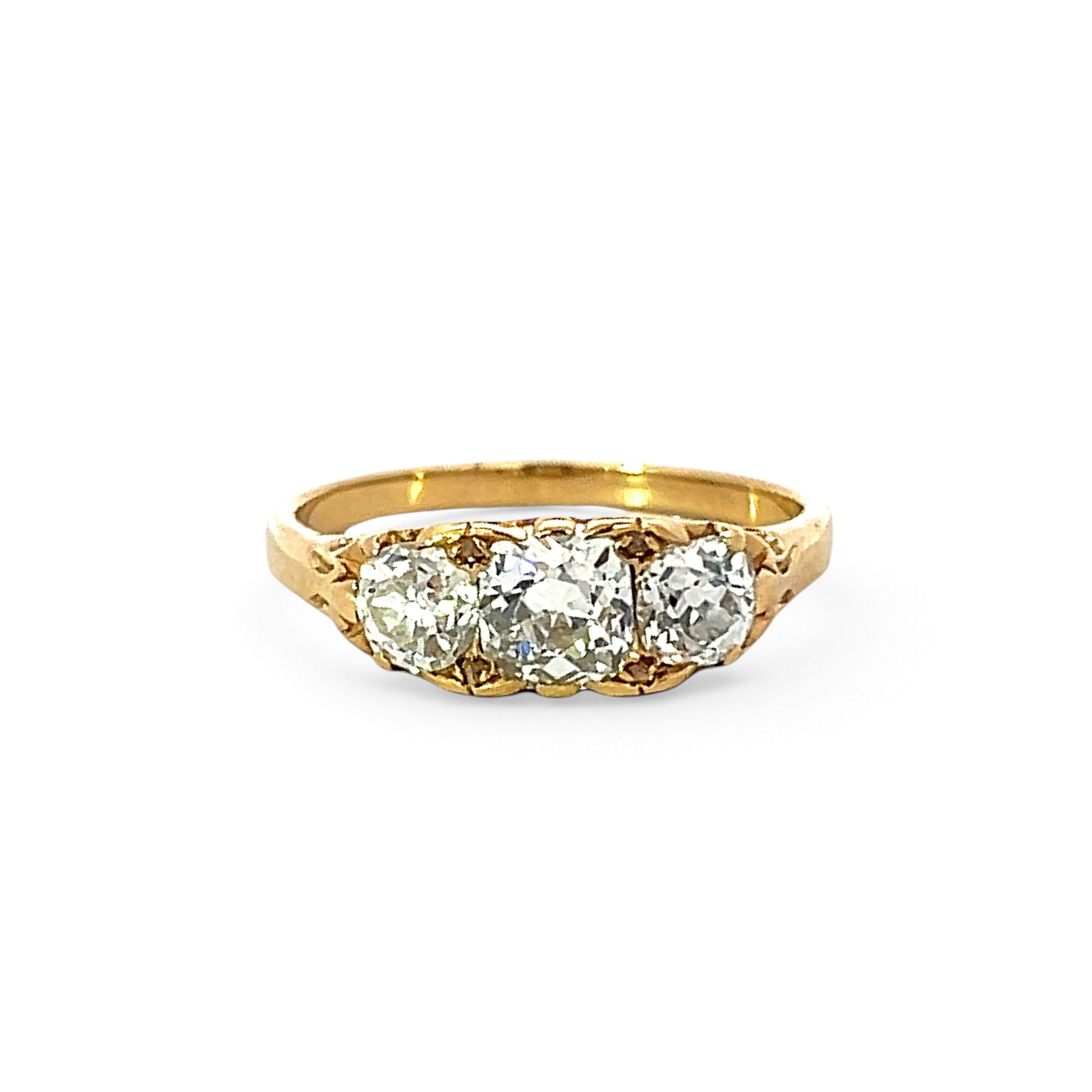 A Beautiful Victorian Carved Gold and Diamond Ring