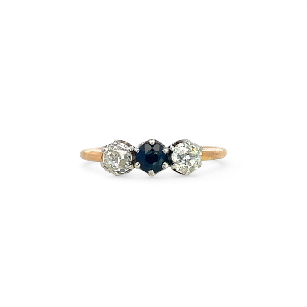 18YG DIA SAPPH RING