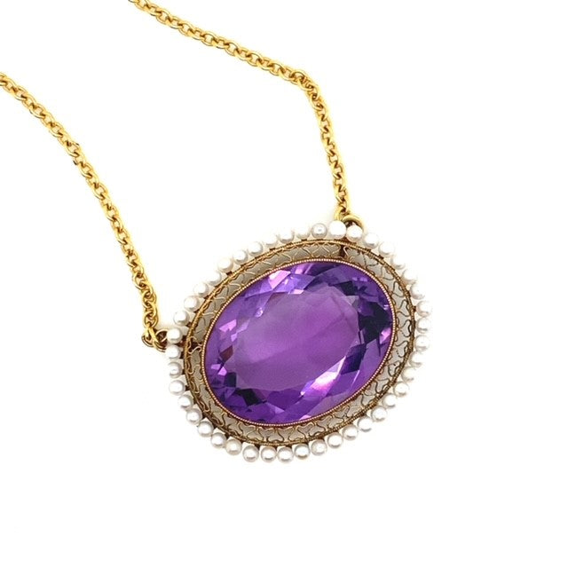 Vintage Amethyst and Pearl Necklace